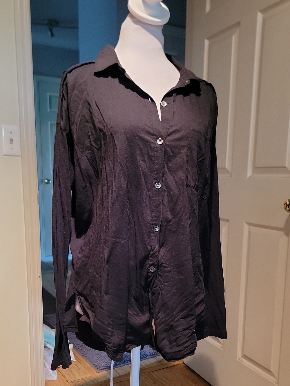 Black Button-Front Shirt